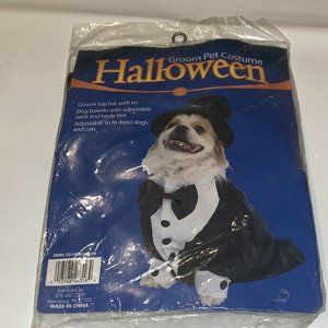 Groom Pet Halloween Costume Adjustable One Size Cats Dogs  Black White